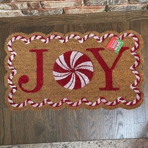 Festive 'Joy' Doormat with Candy Cane Design NEW